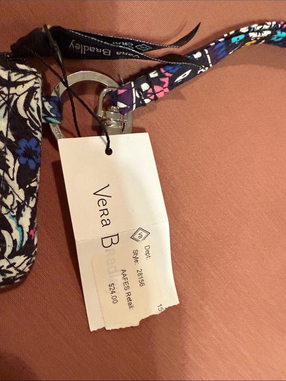 Vera Bradley Black Floral Lanyard Card Holder